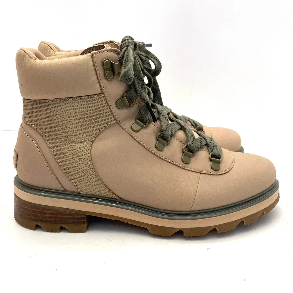 SOREL Lennox Lace-Up Waterproof Hiking Boot Womens 9 Canoe Tan Leather